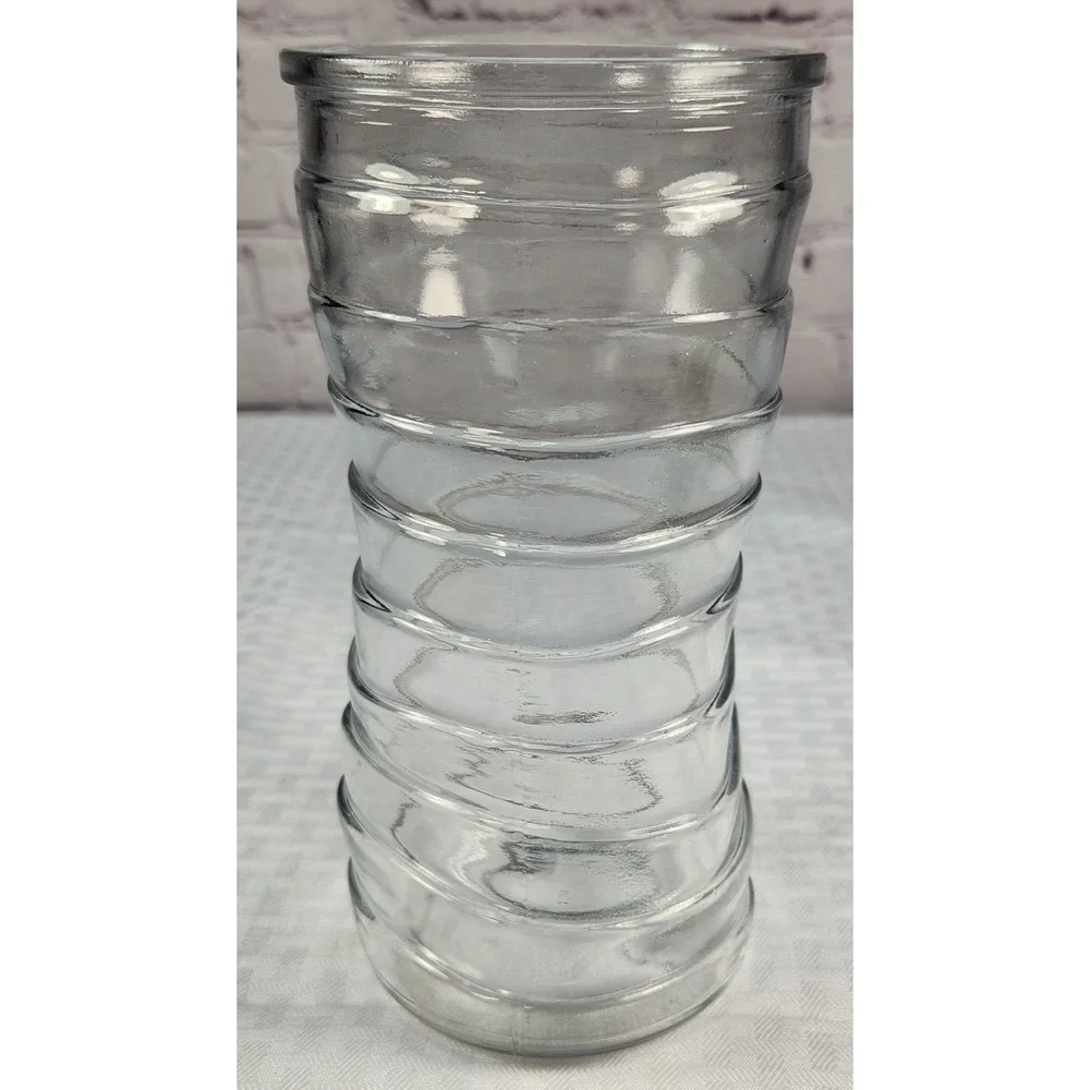 Vintage Whimsical Wavy Ribbed Topsy Turvy Glass Textured Vase Fun Eclectic